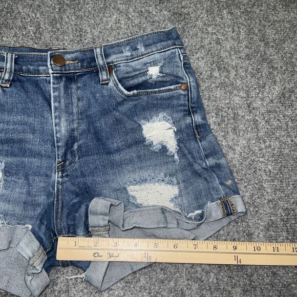 BlankNYC Shorts Womens Size 27 Blue Denim High Rise Fulton Roll Up distressed - Picture 7 of 10
